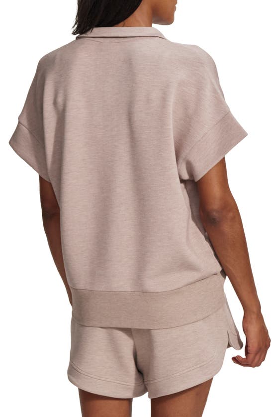 Shop Varley Ritchie Short Sleeve Half Zip In Taupe Marl