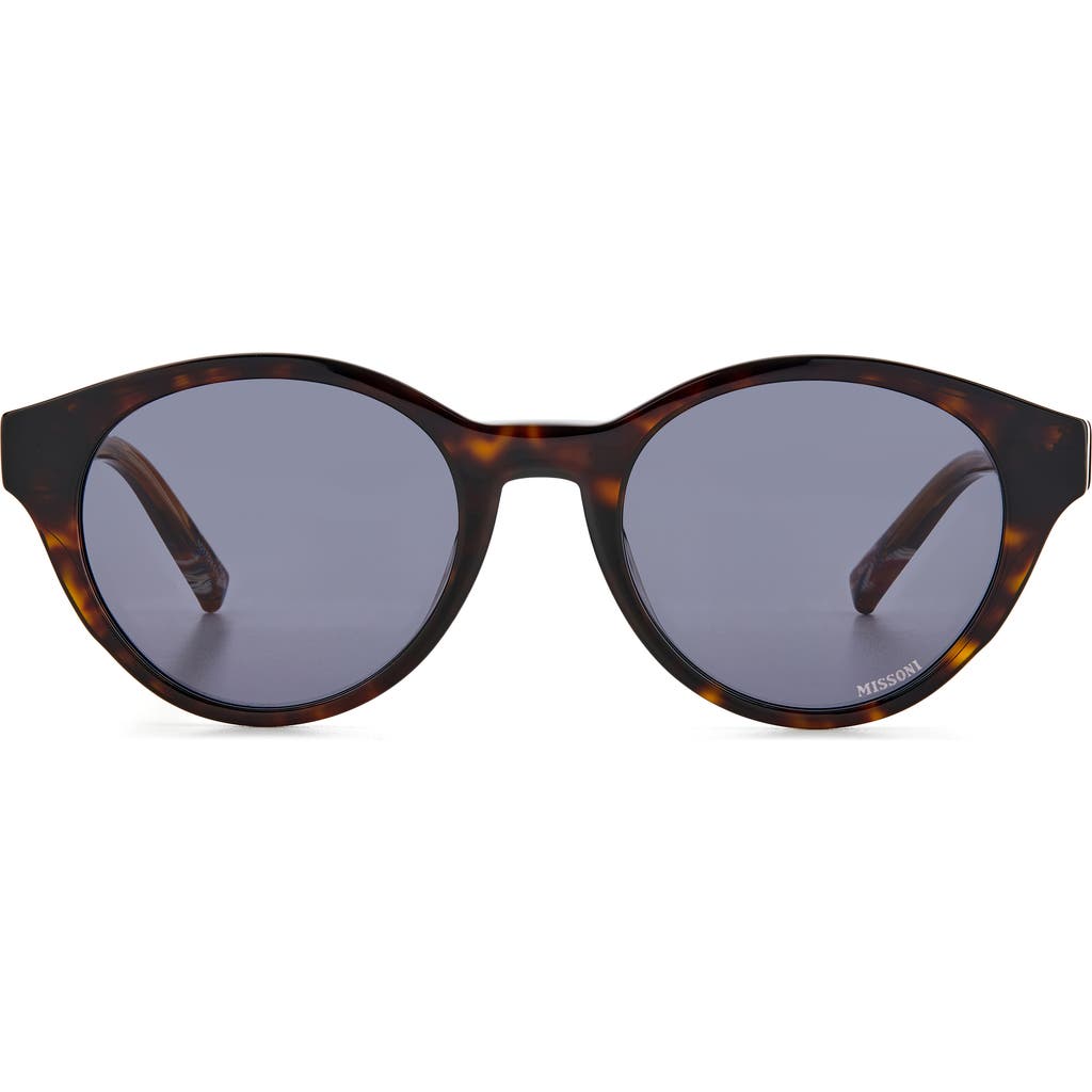 Missoni 49mm Round Sunglasses In Havana Horn/grey