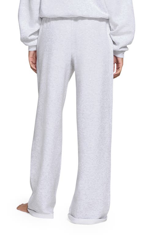 Shop Skims Cotton Blend Fleece Classic Straight Leg Pants In Light Heather Grey