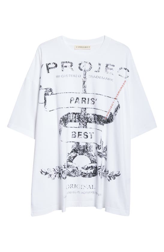 Shop Y/project Evergreen Paris' Best Oversize Organic Cotton Graphic T-shirt In Optic White