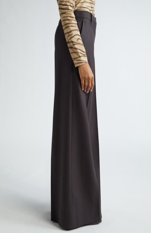 Stella Mccartney Wool Flannel Flare Trousers In Dark Chocolate