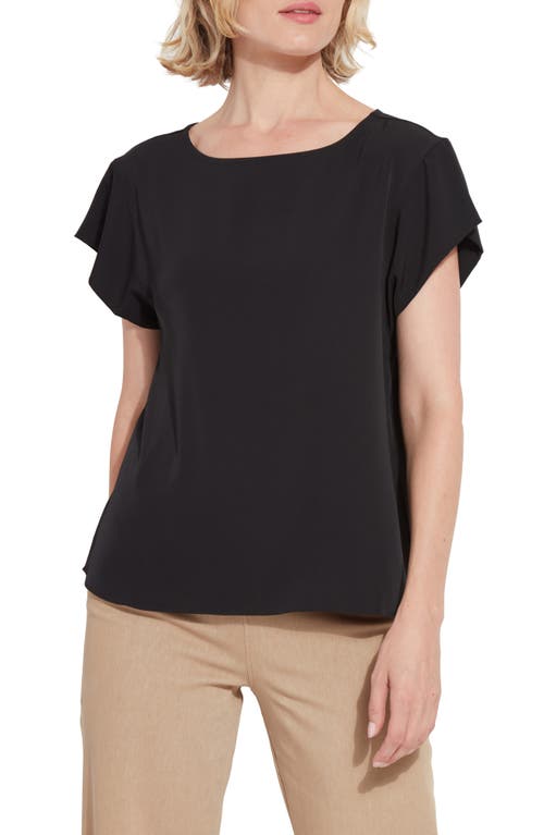Lyssé Melodie Boat Neck Woven Top Black at Nordstrom,
