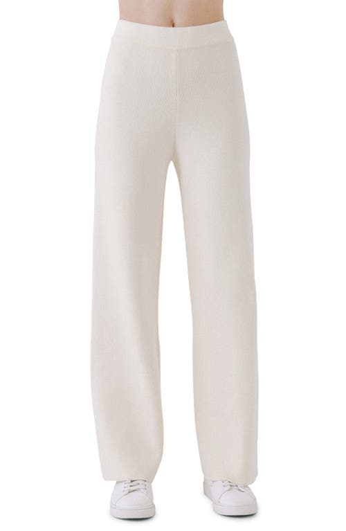 English Factory Wide Leg Knit Pants in Ivory