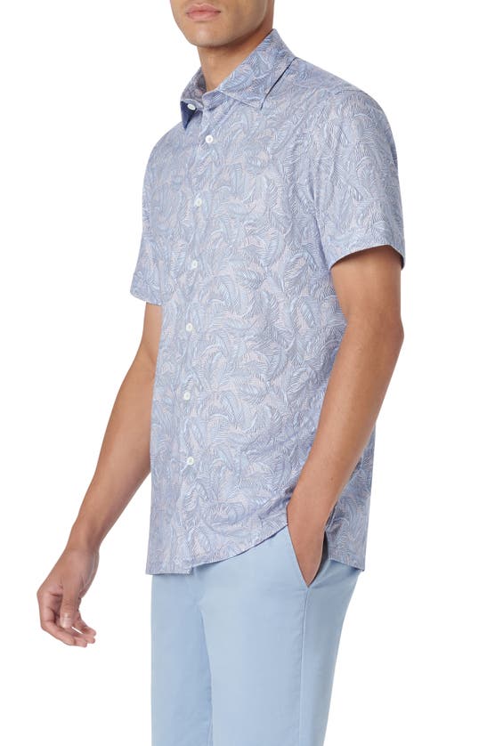 Shop Bugatchi Milo Ooohcotton® Print Short Sleeve Button-up Shirt In Air Blue