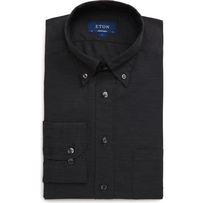 Eton Soft Casual Line Slim Fit Flannel Shirt - Black