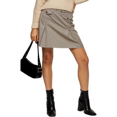 Topshop Archive Check Pleat Miniskirt, US (fits like 6-8) - Yellow