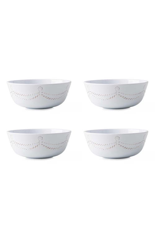 Juliska Berry & Thread Melamine Cereal/ice Cream Bowls, Set Of 4 In Whitewash