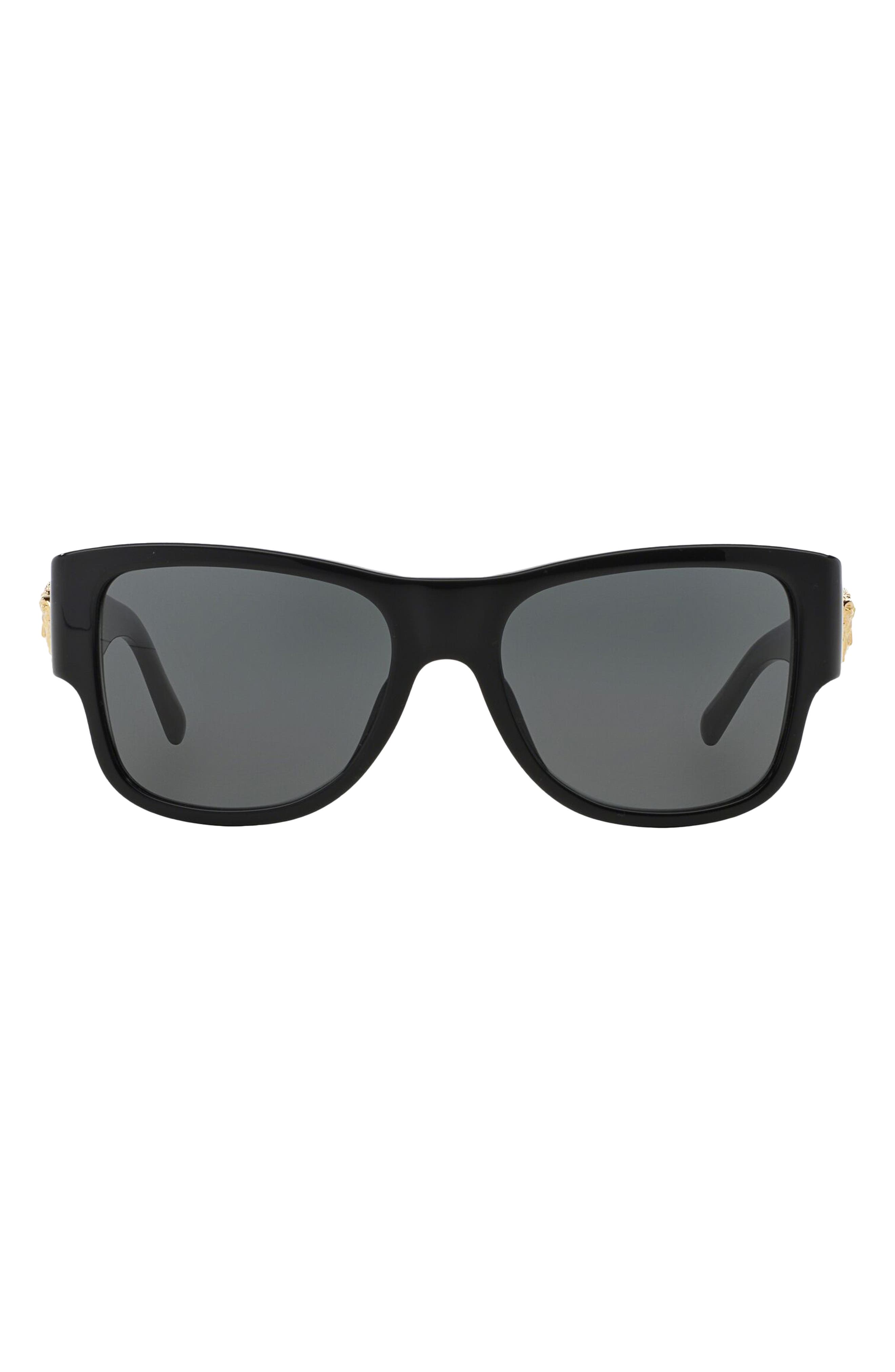 Versace 58mm Square Sunglasses in Black/Grey Solid at Nordstrom