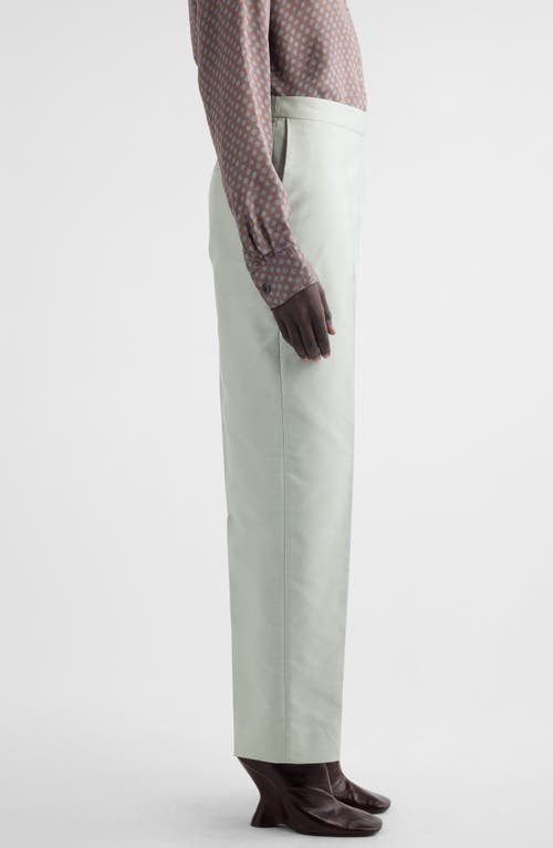 Shop Dries Van Noten Prati Satin Straight Leg Pants In Mint