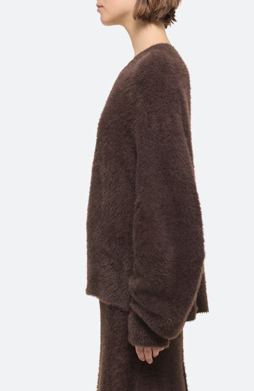 Shop Helmut Lang Apex Oversize Eyelash Crewneck Sweater In Espresso