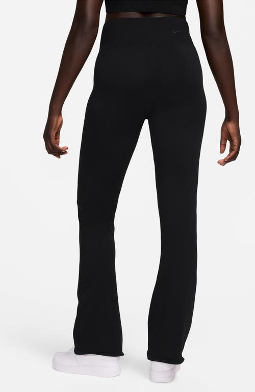 Shop Nike Chill High Waist Knit Flare Leggings In Black/black