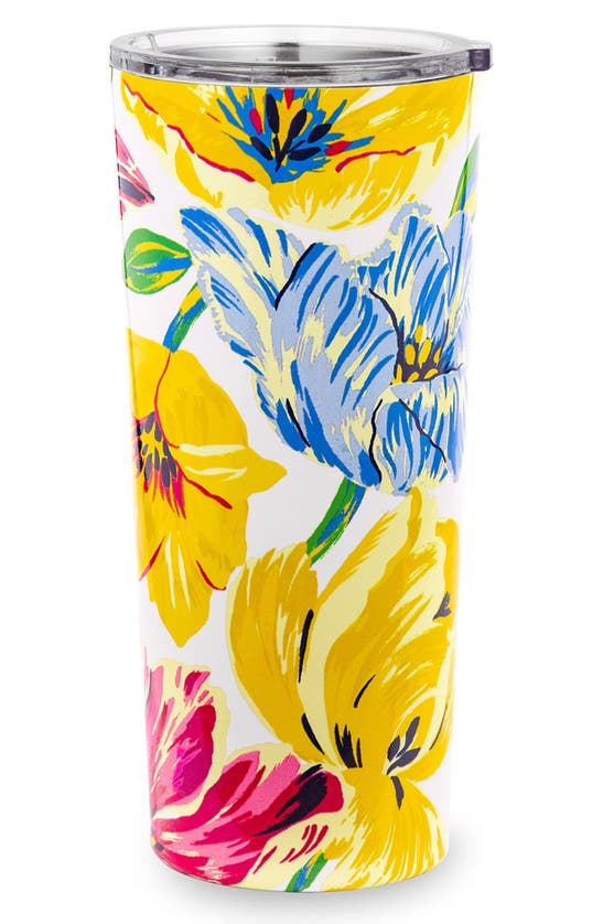 Shop Kate Spade Flowers Stainless Steel Tumbler In Yellow Multi
