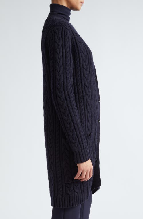 Shop Max Mara Calotta Wool & Cashmere Cable Stitch Long Cardigan In Ultramarine