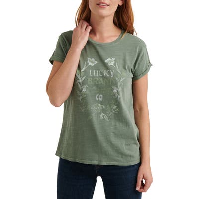 Lucky Brand Wreath Graphic Tee, Green