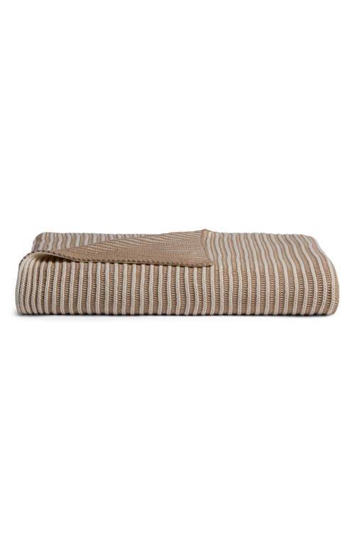 Parachute Two-Tone Organic Cotton Ribbed Throw Blanket in Cream And Flax at Nordstrom