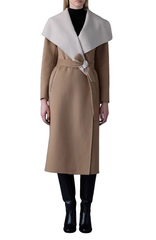 Shop Mackage Mai Wool Long Wrap Coat In Light Camel-trench