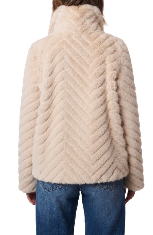 Shop Bernardo Chevron Quilted Faux Fur Jacket In Oatmeal