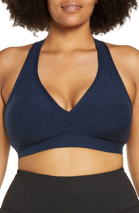 BEYOND YOGA Pearlized Ride It Bra Nocturnal Navy Blue Scalloped Workout ~  Small