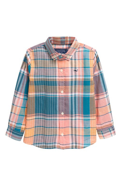 vineyard vines Kids' Plaid Madras Button-Down Shirt Cayman at