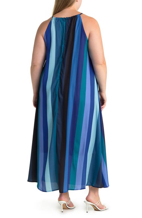 Shop By Design Belinda Sleeveless Georgette Maxi Dress In Navy/blue Combo
