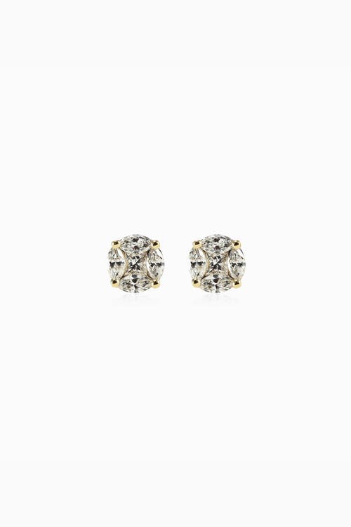 Oradina 14k Gold Illusion Small Diamond Studs In Yellow Gold - Diamonds