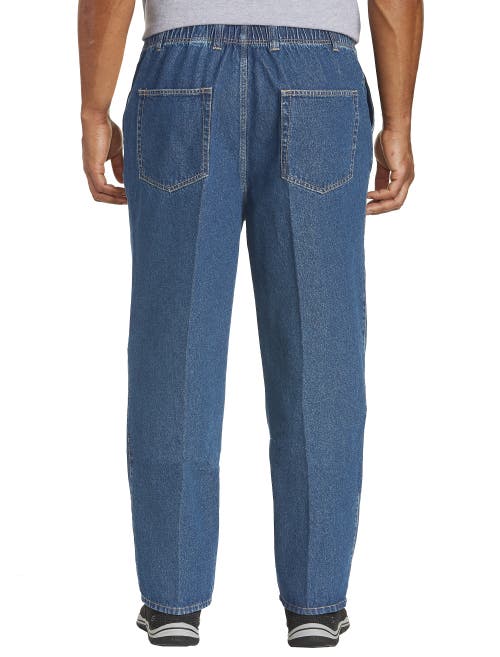 Harbor Bay By Dxl Full-elastic Waist Jeans In Med Stonewash