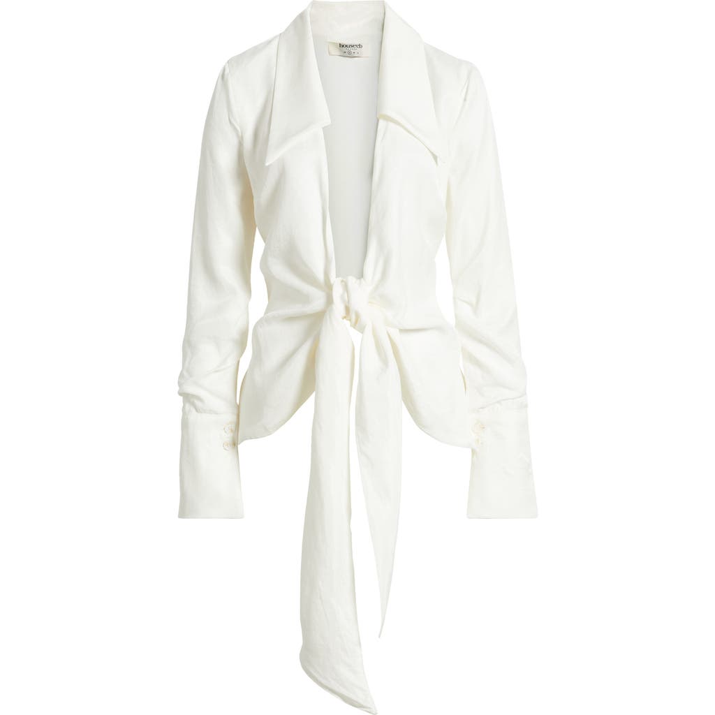 Shop House Of Cb Hope Drape Front Tie Shirt In White