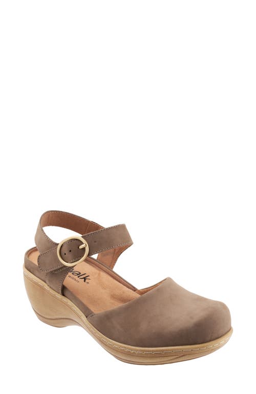 SoftWalk Mabelle Ankle Strap Clog Taupe Nubuck at Nordstrom,