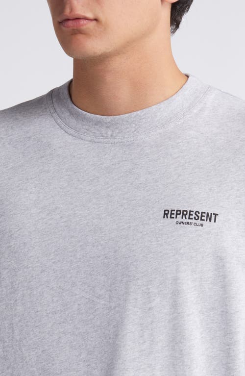Represent Owners' Club Cotton Logo Graphic T-shirt In Ash Grey/black