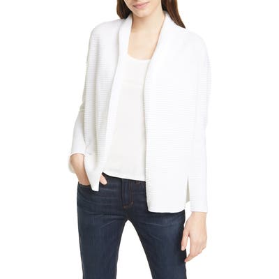 Eileen Fisher Horizontal Ribbed Open Front Cardigan