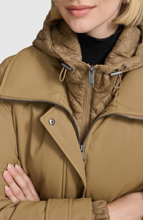 Andrew Marc Ryder Hooded Bib Inset Parka In Twig
