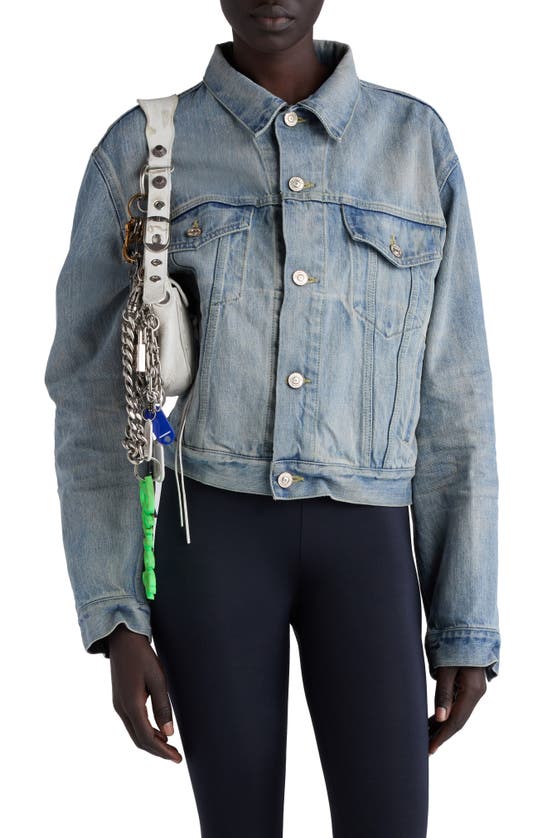 Shop Balenciaga Nonstretch Denim Trucker Jacket In Outback Blue