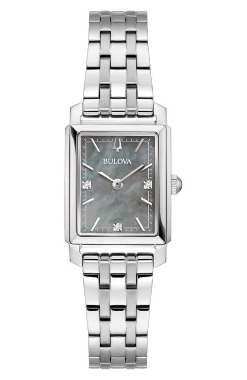 Bulova Women's Sutton Diamond Accent Stainless Steel Bracelet Watch 21mm In Silverone