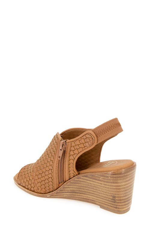 Shop Andre Assous André Assous Belinda Wedge Slingback Sandal In Cognac Woven