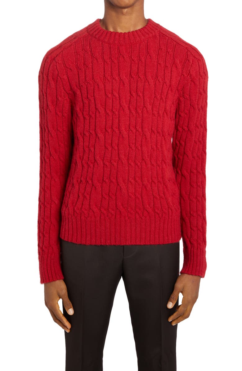 TOM FORD Cable Knit Crewneck Baby Alpaca Sweater | Nordstrom