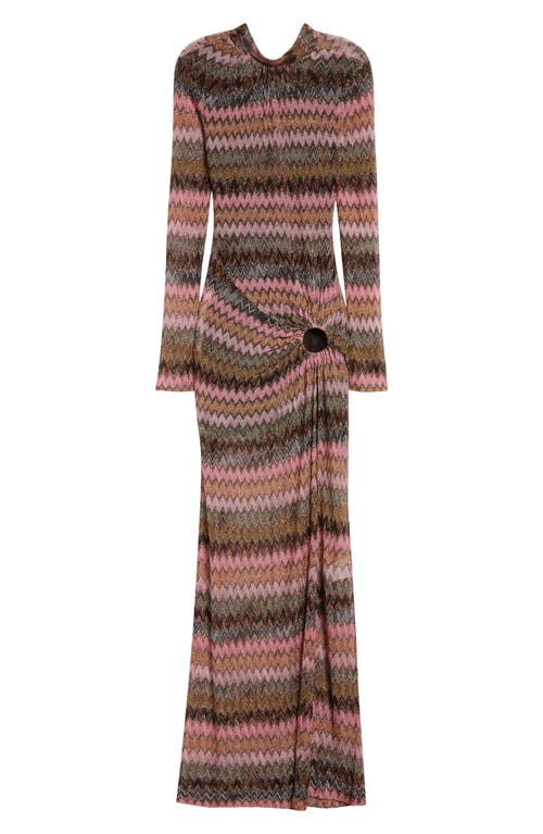 MISSONI MISSONI CHEVRON STRIPE LONG SLEEVE KNIT DRESS