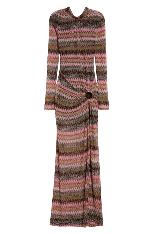 Shop Missoni Chevron Stripe Long Sleeve Knit Dress In Multi Space Drk Base