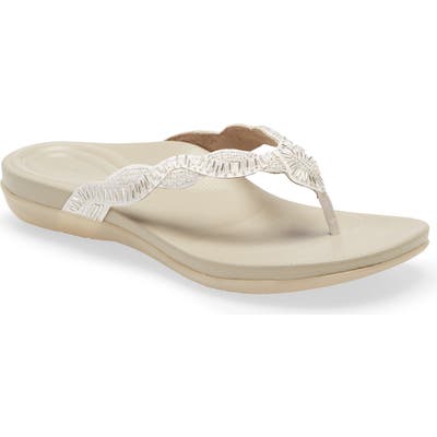 Aetrex Brandy Beaded Flip Flop - White