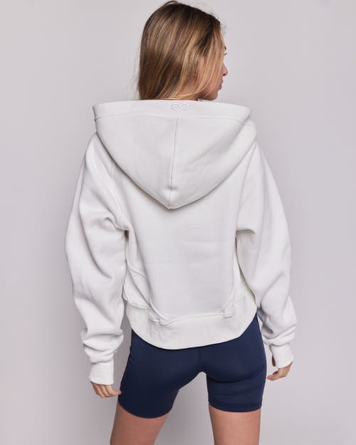 Shop Rebody Active Effortless Fleece Half Zip Hoodie In Brilliant White