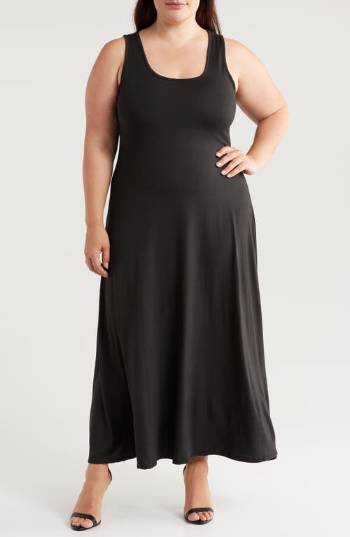 24seven Comfort Apparel Stretch A-line Tank Dress In Black