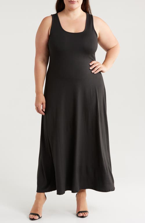 Shop 24seven Comfort Apparel Stretch A-line Tank Dress In Black