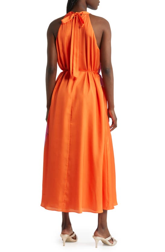 Ted Baker Womens Brt-orange Immia Halter-neck Floral-print Woven Midi ...