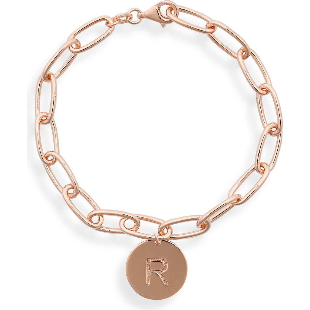 Meshmerise Initial Disc Charm Bracelet In Rose-r