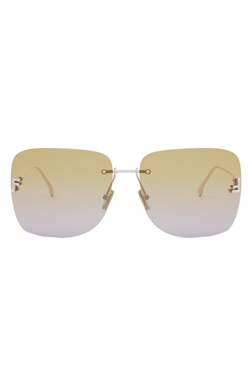 The Fendi First 65mm Oversize Square Sunglasses in Shiny Rose Gold /Brown 