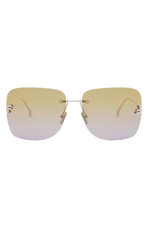 Shop Fendi ' First 65mm Oversize Square Sunglasses In Shiny Rose Gold/brown