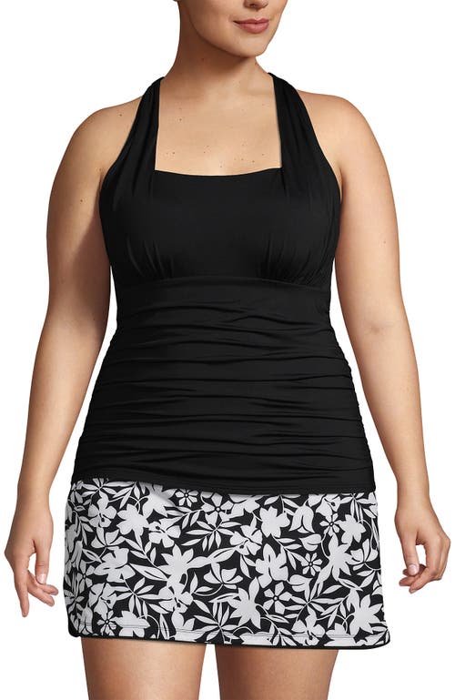 Shop Lands' End Chlorine Resistant Square Neck Halter Tankini Swimsuit Top In Black