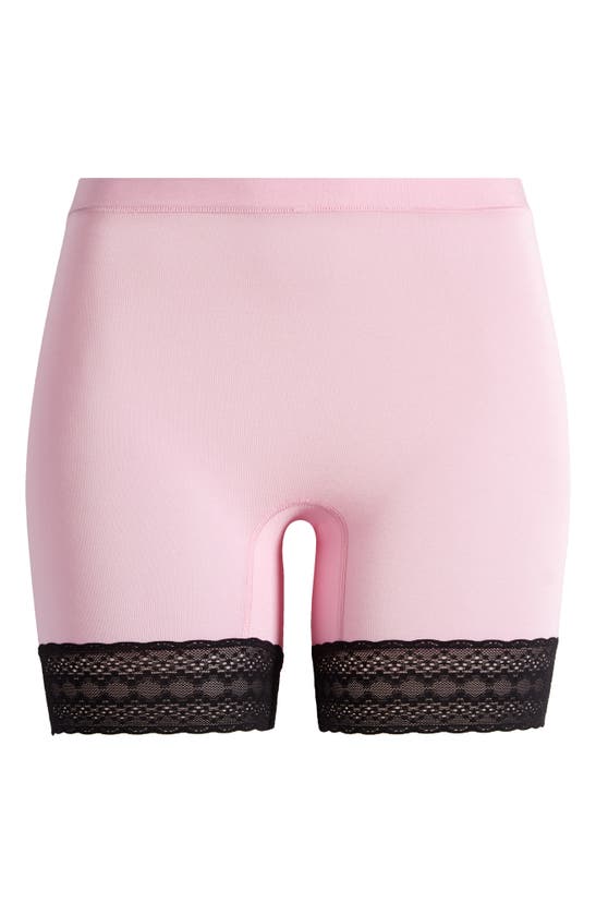 Meundies Feelfree Lace Trim Long Boyshorts In Pretty In Pink