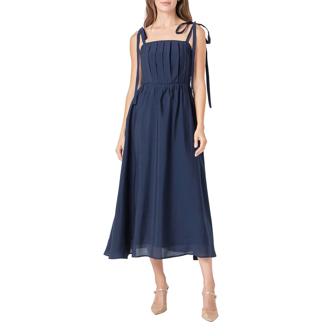 Endless Rose Pleated Fit & Flare Sundress In Navy