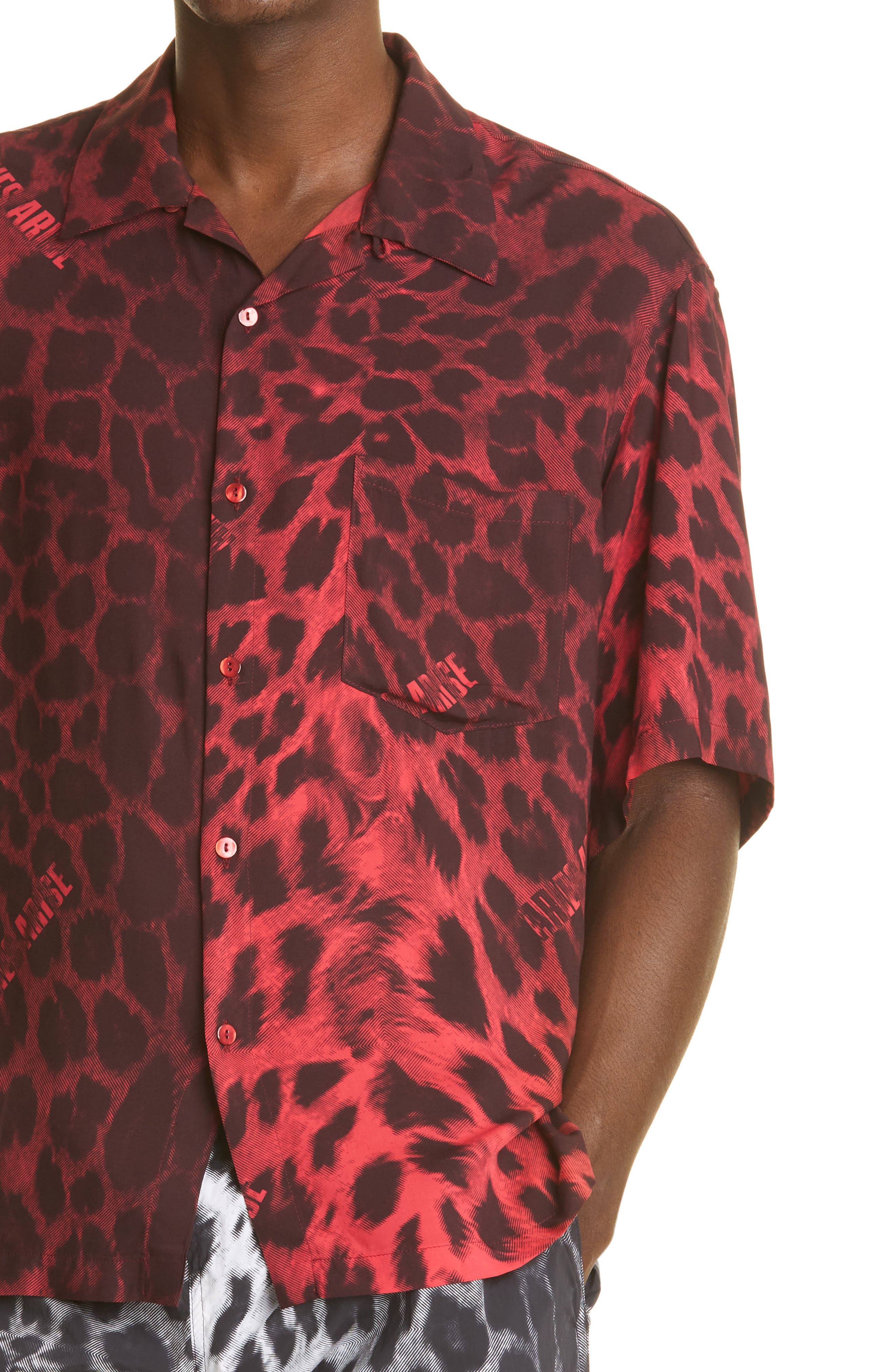 Aries Leopard Print Short Sleeve Button 