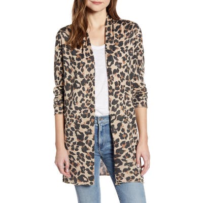 Ceny Long Open Front Cardigan, Brown